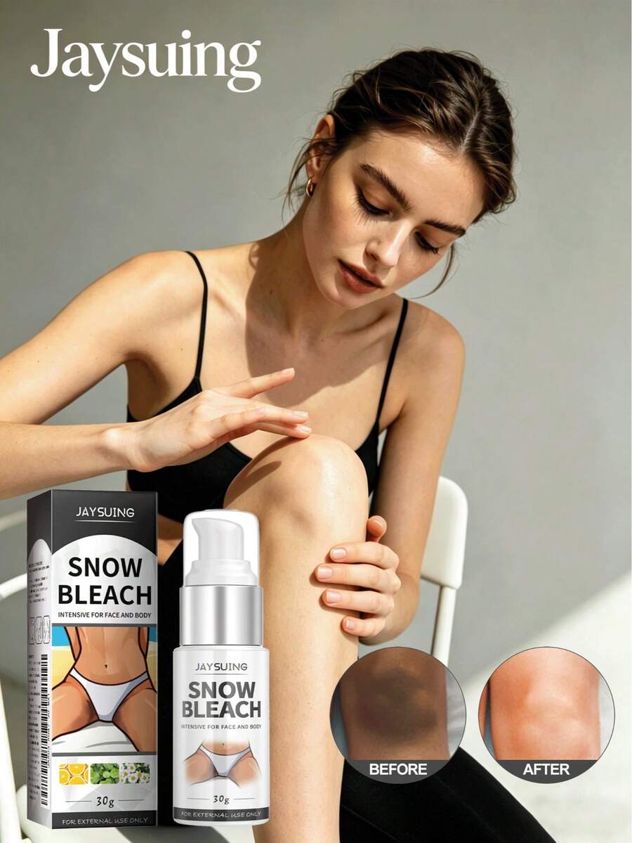 JAYSUING Crema blanqueadora Snow Bleach Elimina la melanina Nutre Ilumina Repara Reduce la acumulación de pigmento Codo Axila Muslo Fortalece la barrera cutánea Equilibra la producción de grasa de la piel Crema blanqueadora