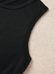 Disney 1 pieza Camiseta de tirantes para mujer con estampado gráfico de Mickey Mouse y Minnie Mouse, cuello redondo, elástica, adecuada para uso diario, fácil cuidado, camiseta de tirantes casual y de moda para damas - Negro - Ver 5