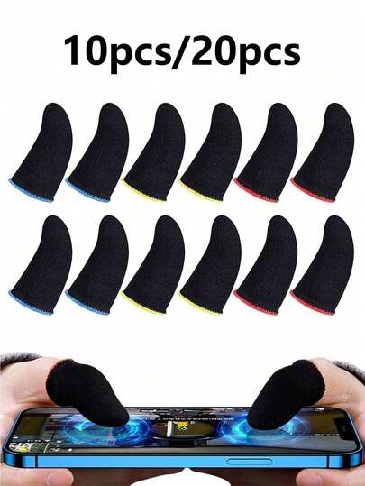10片/20片装游戏指套，游戏拇指套，手机游戏指套，适用于所有触摸屏设备，防汗，超薄，防指纹，透气游戏指套，防汗触摸屏拇指套，手机触摸防滑手套，适用于触摸屏游戏机