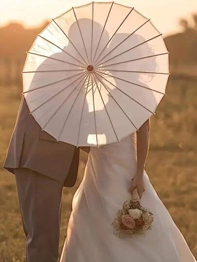 Ô giấy cưới, Ô giấy tự vẽ tranh sơn dầu, Ô vẽ tay kiểu Trung Quốc dùng cho biểu diễn sân khấu, Ô trắng, Trang trí chụp ảnh tiệc cưới, Ô giấy trắng vẽ tay màu trơn phong cách thường ngày cho đám cưới