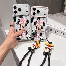 This Disney Mickey Mouse Pattern Lanyard Phone Case Features A Strong Magnetic Closure And Full Coverage Of Acrylic And TPU Material. It's Shockproof, Lightweight, And Suitable For IPhone17/16/11/13/15/15 Plus/15 Pro/15 Pro Max/12/14 Pro Max/11 Pro Max/12 Pro/12 Pro Max/13. It's A Popular Birthday Gift, Business Gift, Durable, Stain-Resistant, And Fingerprint-Resistant New Phone Case For Men And Women. It Also Includes A Mickey Mouse Phone Case And Mickey Mouse Doll Bracelet. Compatible With SamsungGalaxy S20, S21, S22, S23, And S24 Series. It's The Perfect Gift For Friends And Family. This Stylish Phone Case Is Fun, Lightweight, And Durable. IPhone17 Pro Max Phone Case, Minnie Phone Case. - Trong sáng - Xem 3