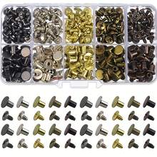 150 Sets Round Flat Head Screws Buttons Metal Screwback Studs Rivets For Leather Crafting 8MM - 150 Sets - View 6