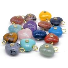 Colgantes de piedras naturales con forma de corazón de 20 mm con circonita, piedras naturales de amazonita, amatista, lapislázuli y ojo de tigre para hacer joyas, collares, pendientes y accesorios DIY - Piedra - Ver 4