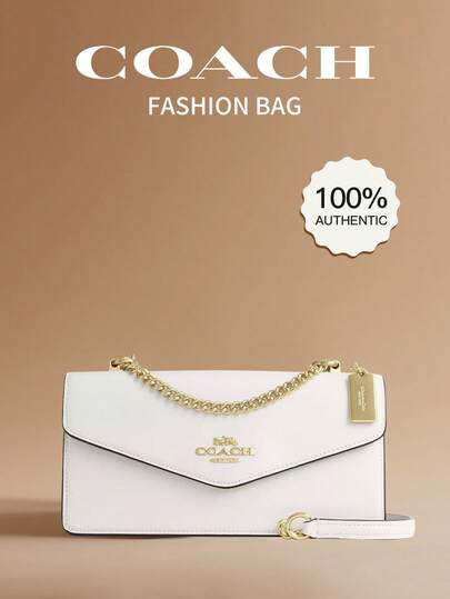 Coach 女士迷你链条钱包皮革斜挎包翻盖单肩包可爱小巧斜挎包带外部开口口袋