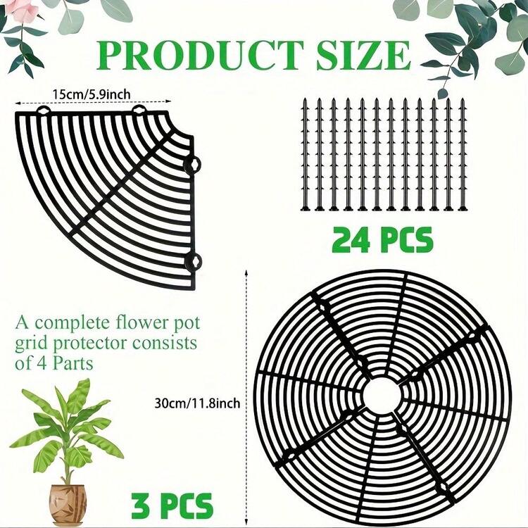 3 miếng nắp đậy chậu cây bảo vệ động vật có lỗ ở giữa, nắp bảo vệ đất chậu hoa - 3 cái - Xem 2