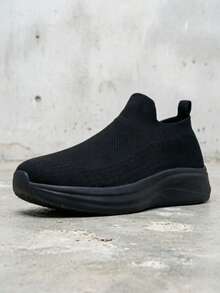 Men's Breathable Mesh Casual Shoes, Lightweight Non-Slip Athletic Sneakers - Black - View 11