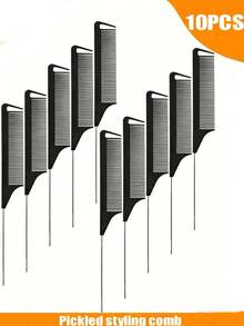 Bộ 3 lược tạo kiểu tóc bằng sợi carbon chịu nhiệt - Bao gồm lược gỡ rối và cán kim loại, phù hợp với các kiểu tóc thông thường - Món quà Giáng sinh lý tưởng, bộ dụng cụ tạo kiểu tóc thiết kế thời trang. - màu đen - Xem 1
