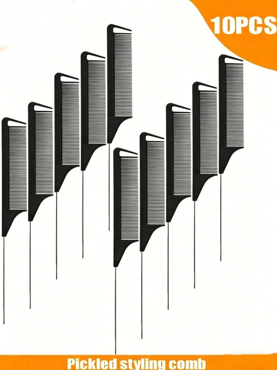 Bộ 3 lược tạo kiểu tóc bằng sợi carbon chịu nhiệt - Bao gồm lược gỡ rối và cán kim loại, phù hợp với các kiểu tóc thông thường - Món quà Giáng sinh lý tưởng, bộ dụng cụ tạo kiểu tóc thiết kế thời trang. - màu đen - Xem 1