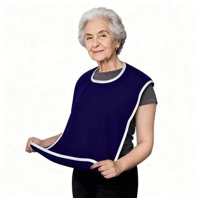 Babero impermeable para adultos con atrapa migas, delantal comedor reutilizable para ancianos, protector de ropa ajustable para personas mayores y adultos discapacitados