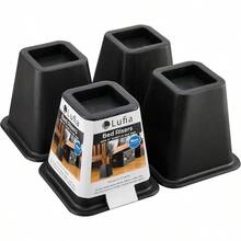 Bed Furniture Risers Heavy Duty, Stackable Bed Lifts Risers For Sofa, Table, Couch, Chair Or Desk, Set Of 4 Bed Lifts (Black, 6 Inch) - Black - View 1