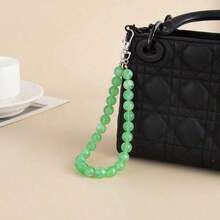 Single-Piece Simple Gradient Acrylic Bead Bag Chain, Dopamine-Colored Beaded Keychain Car Pendant - Apricot - View 4