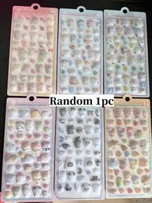 可爱柔软绒面小熊和小兔子贴纸 - 6 款 3D 立体泡沫动物贴纸，可用于装饰水瓶、笔记本电脑、手机壳等 - color - 查看 11