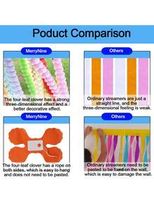 12件装三叶草花环派对蓝白流苏纸质挂饰，可重复使用，适用于冰雪奇缘主题派对、婴儿派对、毕业典礼、婚礼、家庭聚会、海军蓝海洋主题派对等。 - 彩色 - 查看 5