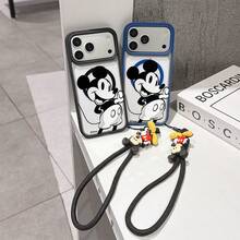 This Disney Mickey Mouse Pattern Lanyard Phone Case Features A Strong Magnetic Closure And Full Coverage Of Acrylic And TPU Material. It's Shockproof, Lightweight, And Suitable For IPhone17/16/11/13/15/15 Plus/15 Pro/15 Pro Max/12/14 Pro Max/11 Pro Max/12 Pro/12 Pro Max/13. It's A Popular Birthday Gift, Business Gift, Durable, Stain-Resistant, And Fingerprint-Resistant New Phone Case For Men And Women. It Also Includes A Mickey Mouse Phone Case And Mickey Mouse Doll Bracelet. Compatible With SamsungGalaxy S20, S21, S22, S23, And S24 Series. It's The Perfect Gift For Friends And Family. This Stylish Phone Case Is Fun, Lightweight, And Durable. IPhone17 Pro Max Phone Case, Minnie Phone Case. - 粉色 - 查看 2