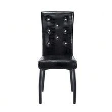 A Set Of 2 Soft, Black Retro Crocodile Leather Seats With Crystal Clasps And Faux Leather, Adding A Touch Of Elegance To The Dining Area. - Black - View 1