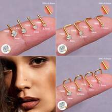 DAILI Nose Rings Studs 14K Gold Plated Nose Studs Double Hoop Nose Ring For Women 20G Nose Rings Stud Hypoallergenic Nose/Body Piercing Jewelry 1.5mm 2mm 2.5mm 3mm CZ - Silver - View 10
