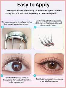 120 Clusters No Need Glue Fishtail Eyelashes With Tweezer ,Self-Adhesive Lashes Set,Natural Looking Soft Cluster Eyelashes Extension For Makeup - C - View 8
