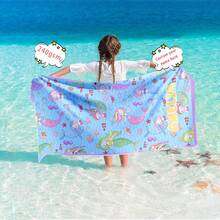 Personalized Children's Beach Towel, Customized Exclusive Letter Combination And Fun Beach Pattern Design, Adult Exclusive Personalized Beach Towel Suitable For Beach, Pool, Bathroom, Exclusive Gift - Multicolor - View 13