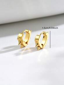 1 par de pendientes de aro con remache en forma de corazón de acero inoxidable, de uso diario versátil y de moda para mujeres - multicolor - Ver 4