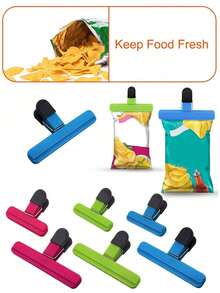 6pcs/3pcs/1pc Potato Chip Sealing Clips, Portable Large Potato Chip Sealing Clips, Available In Multiple Sizes, Upgraded Wide Food Bag Sealing Clips, Heavy Duty Sealing Clip Tool, Kitchen Storage Accessory - Multicolor - View 8