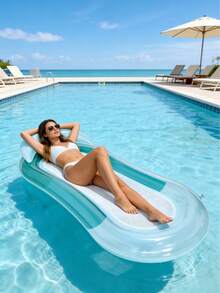 Inflatable Floating Bed, Solid Ombre Style With Headrest, Suitable For Water Rest, Swimming Pool, Beach, Party, Lounge Chair, Inflatable Floating Bed, Swimming Pool Floating Bed, Swimming Raft, Pool Hammock - Pool Raft - View 17