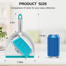 NACENA Handheld Dustpan And Broom Set – Mini Compact Brush Combo For Desktop, Sofa, Car & Kitchen Crumbs Small Cleaning Tool With Stiff Bristles, Blue - Blue - 查看 2