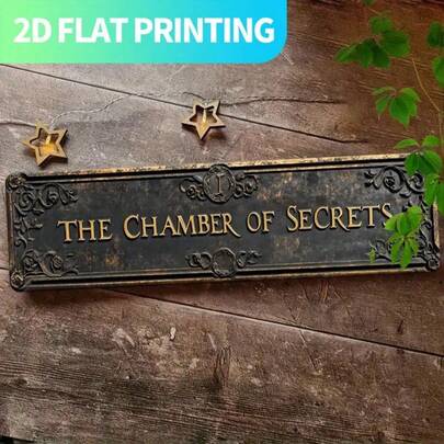 Decoración de pared metálica vintage gótica "Habitación secreta" en 2D - Cartel decorativo de hierro de 16X4 pulgadas con agujeros perforados previamente, fácil de colgar, adecuado para el hogar, la cocina, la granja, el porche - Regalo único para amigos y familiares, decoración gótica para el hogar, yoga