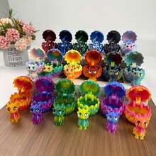 Bộ 12 quả trứng rồng mini 3D với rồng nhỏ bên trong, rồng bay tí hon có mắt và cánh, đồ trang trí giỏ quà Phục Sinh hình động vật mini, vật dụng độc đáo dễ thương cho giỏ quà Phục Sinh. - Nhiều màu - Xem 3