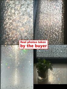 1pc PVC Window Privacy Film, Modern Geometric Pattern Removable, Oil Proof Decorative Film For Living Room, Bathroom Gifts Birthday Graduation - Clear - View 7