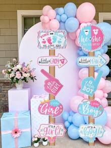 10pcs Gender Reveal Party Paper Sign,Pink Blue Gender Reveal Party Background Decor,Photo Props,Baby Shower Party Signs,Gender Reveal Party Decor,Boy Or Girl,Baby Shower Decor,Gender Reveal Party Supplies - Gender Reveal - View 8