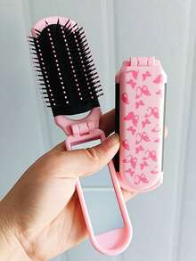 2pcs/1pc Portable Foldable Comb With Mirror, Hand-Held Air Cushion, Hand-Held Makeup Mirror, Air Cushion Comb, Integrated Massage Hair Brush, Compact And Portable, Suitable For Vacation, Travel, Gym, Wallet, Swimming And Other Occasions - Multicolor - View 10