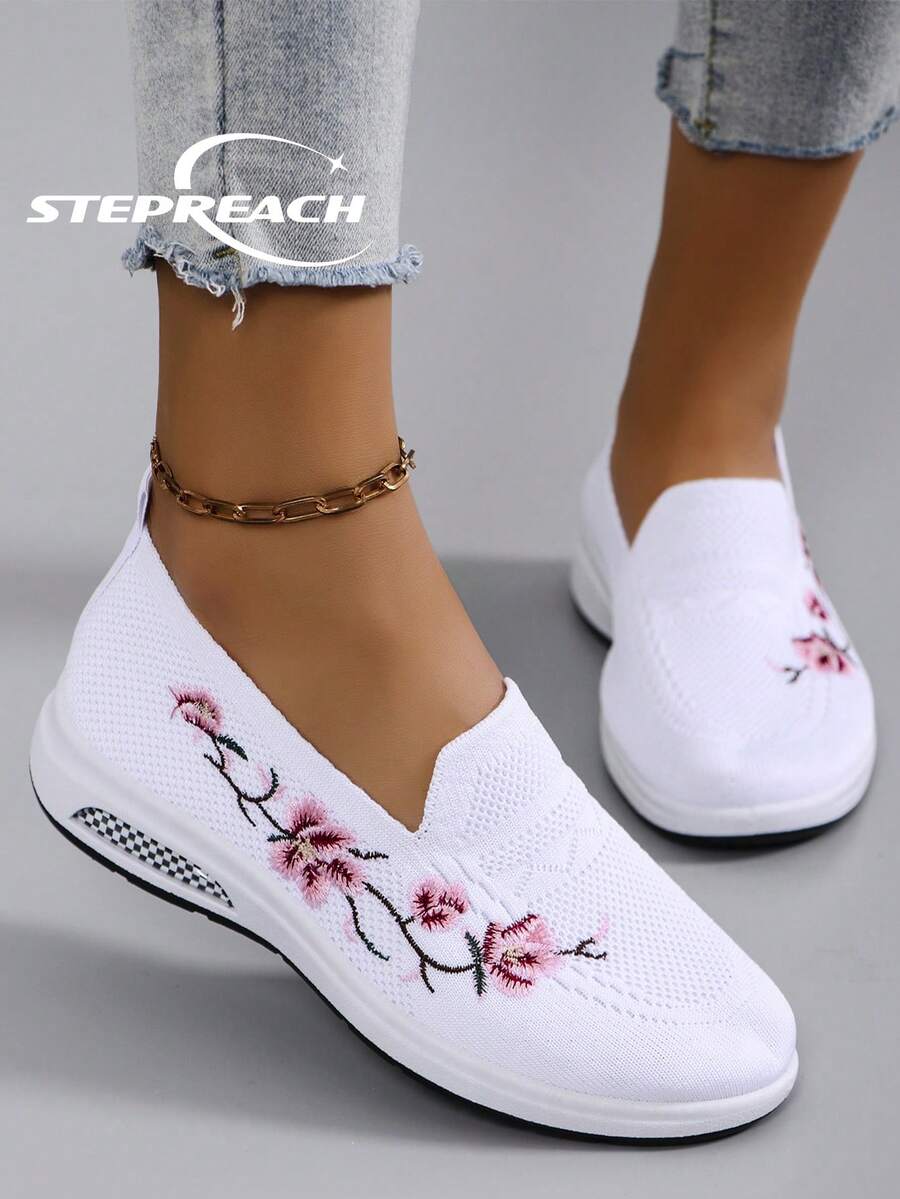 STEPREACH 春季新款女士运动鞋,休闲运动鞋,网面透气舒适耐穿轻便一脚蹬鞋 - 白色 - 查看 1