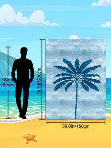 1PC Water Blue Gradient Single Palm Tree Beach Scarf, Available In Different Sizes. Quick-Drying, Soft, Portable, And Fashionable. Made Of Sand-Resistant And Super Absorbent Microfiber Material. Style: Bohemian, Tropical, Vintage, Fun, Yoga, Picnic, UV Protection. Ideal For Beaches, Swimming Pools, And Outdoor Activities; A Must-Have For Travel, Camping, Yoga, Fitness, And Swimming, Suitable For Both Men And Women. - Coconut Trees - View 10