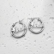 Custom Name Hoop Earrings For Women, Custom Heart Font & Initial/Number Earrings, Stainless Steel Dainty Twist Hoops Earrings, Suitable For Wedding, Christmas, Halloween Gifts - Nhiều màu - Xem 5