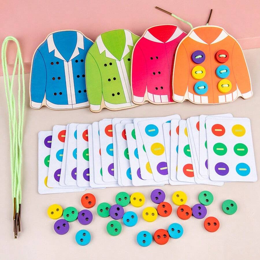 Dollar Item Store Promotion Toys Clothes Button Game Threading Shoelace Teaching Learn To Tie Shoelaces Kid Early Education Toy