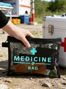 Nécessaire de malha com logo "Medication" em azul-petróleo brilhante, estojo portátil, bolsa de maquiagem, organizador de cuidados com a pele, item essencial para viagens, volta às aulas, material escolar, presente para madrinhas, presente de Dia das Mães, presente de aniversário, presente para amigos e professores, bolsa para guardar medicamentos, organizador de banheiro, porta-joias, porta-batom e porta-maquiagem, nécessaire para estudantes, presente para esposa, família, amigos e colegas de trabalho. - Multicolorido - Ver 8
