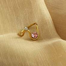 VKHK 1 chiếc nhẫn tinh tế bằng thép không gỉ mạ vàng 18K, đính đá Zirconia sáng bóng, thích hợp cho nữ giới đeo hàng ngày, trong dịp cưới và làm quà tặng. - Nhiều màu - Xem 5
