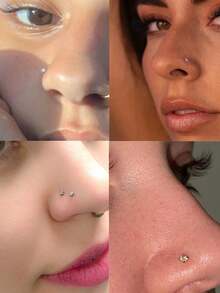 DAILI Nose Rings Studs 14K Gold Plated Nose Studs Double Hoop Nose Ring For Women 20G Nose Rings Stud Hypoallergenic Nose/Body Piercing Jewelry 1.5mm 2mm 2.5mm 3mm CZ - Silver - View 3