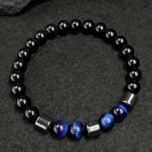 天然虎眼石、绿虎眼石、蓝虎眼石、黑曜石串珠手链，情人节情侣礼物 - 彩色 - 查看 4