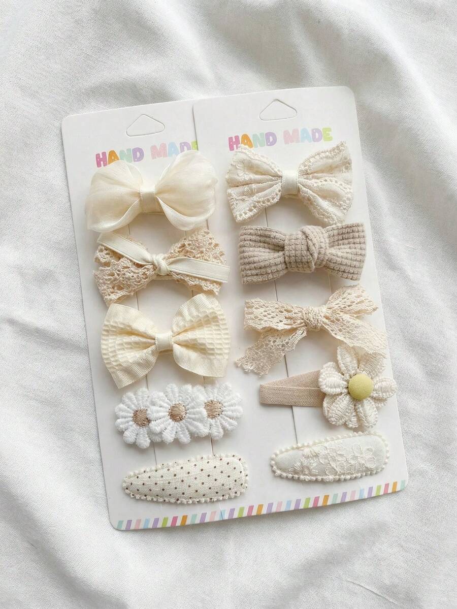 Set de 10 pinzas para el cabello, accesorios de cabello dulces para niñas, adecuados para uso diario y ocasiones especiales, decoraciones de peinado lindas y livianas - Multicolor - Ver 1