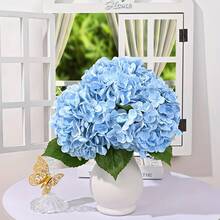 1/3/6/10pcs 18.5 Inch Blue Embroidered Artificial Flowers With Stems, Silk Hydrangea Decor Flowers For Office, Party, Wedding, Fake Plants, Spring/Summer Decoration, Garden, Room, Mother's Day, Father's Day Gifts - Blue - View 7