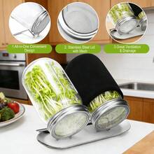 Seed Sprouting Kit, Sprouting Lids For 86mm Wide Mouth Mason Jars,  Reusable Stainless Steel Screen Bean Sprouts Growing Lid For Organic Alfalfa Broccoli Seeds Mung Bean Plant Germination Kits - Mason Jars - 查看 3