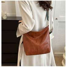 Bolsa Balde Feminina PU de Alta Qualidade, Alça Larga Estampada Ajustável, Estilo Street Casual para Uso Diário bolsas feminina transversal bolsas feminina bolsa bolsa transversal - Castanho - Visão 12