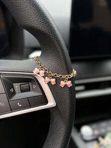 1pc Butterfly Bow Love Car Steering Wheel Decorative Chain Female Interior Decoration Accessories - A - View 3