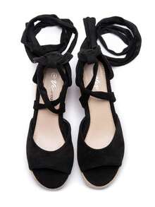 Comfyshoes Women's Rome Open Toe Espadrilles Platform Wedge Sandals - Black - View 7