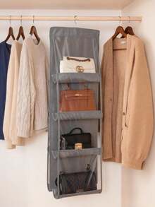 1pc/2pcs Space-Saving Ventilated Multi-Layer Hanging Wallet/Card Holder Organizer Rack, Student Use; 1pc 6/8 Compartment Space-Saving Hanging Organizer Bag, Multi-Layer Portable Handbag/Wallet Storage, Travel Clothes Storage, Dorm Closet Essential - Multicolor - View 13