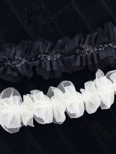 2 หลา ผ้าตาข่ายย่นพร้อมขอบระบาย, DIY เสื้อผ้า, หมวก, กระเป๋า, อุปกรณ์เสริมผ้าม่าน