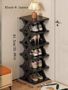 Vertical Multi-Tier Shoe Rack, Space-Saving Narrow Shoe Cabinet, Small Shoe Shelf, Self-Assembly Freestanding Shoe Storage Organizer, Suitable For Entryway, Closet, Hallway, Easy Assembly And Stable Structure, Black And White Color, Plastic Made, Reusable - Multicolor - View 12