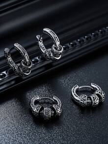 1pc Fashionable Unique Arabesque Pattern Men's Ear Cuff Earring, Multi-Layer Circular Design Men's Accessory, Suitable For Daily Wear, Gift For Friends On Holidays, Birthdays, Anniversaries - Multicolor - View 1