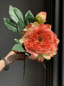 1pc High Quality Vintage Peony Artificial Flower, Home Decor Ornament, Wedding Aisle Flower Party Packs,Room,Home,Wall,Bathroom,Bedroom,Room Decoration Stuff,Desk Accessories,Wedding Items,Wedding,Living Room,Office,Kitchen,Party Favors,Bridesmaid Gi - Multicolor - View 13